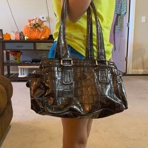 Liz Claiborne Metallic gray with purple lining